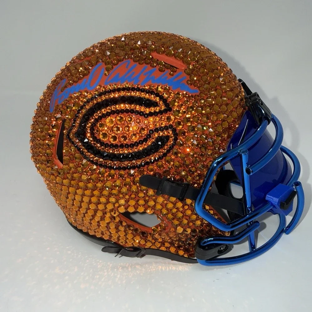 RARE Dual Signed Caleb Williams/Rome Odunze SWAROVSKI Crystal Mini Helmet Bears
